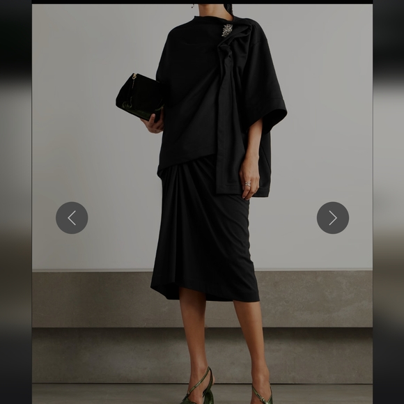 Dries Van Noten Dresses & Skirts - Dries Van Noten Black Draped Midi Skirt